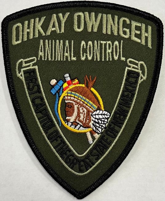 OHKAY OWINGEH NEW MEXICO POLICE ANIMAL CONTROL OD GREEN SHOULDER PATCH - SEW ON.